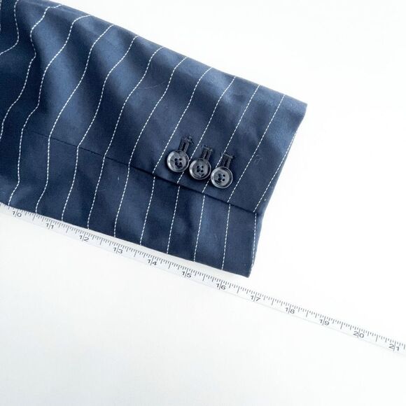 Banana Republic Womens Classic Blazer Jacket Stripes Navy Blue Size 12 Petite - Picture 8 of 8